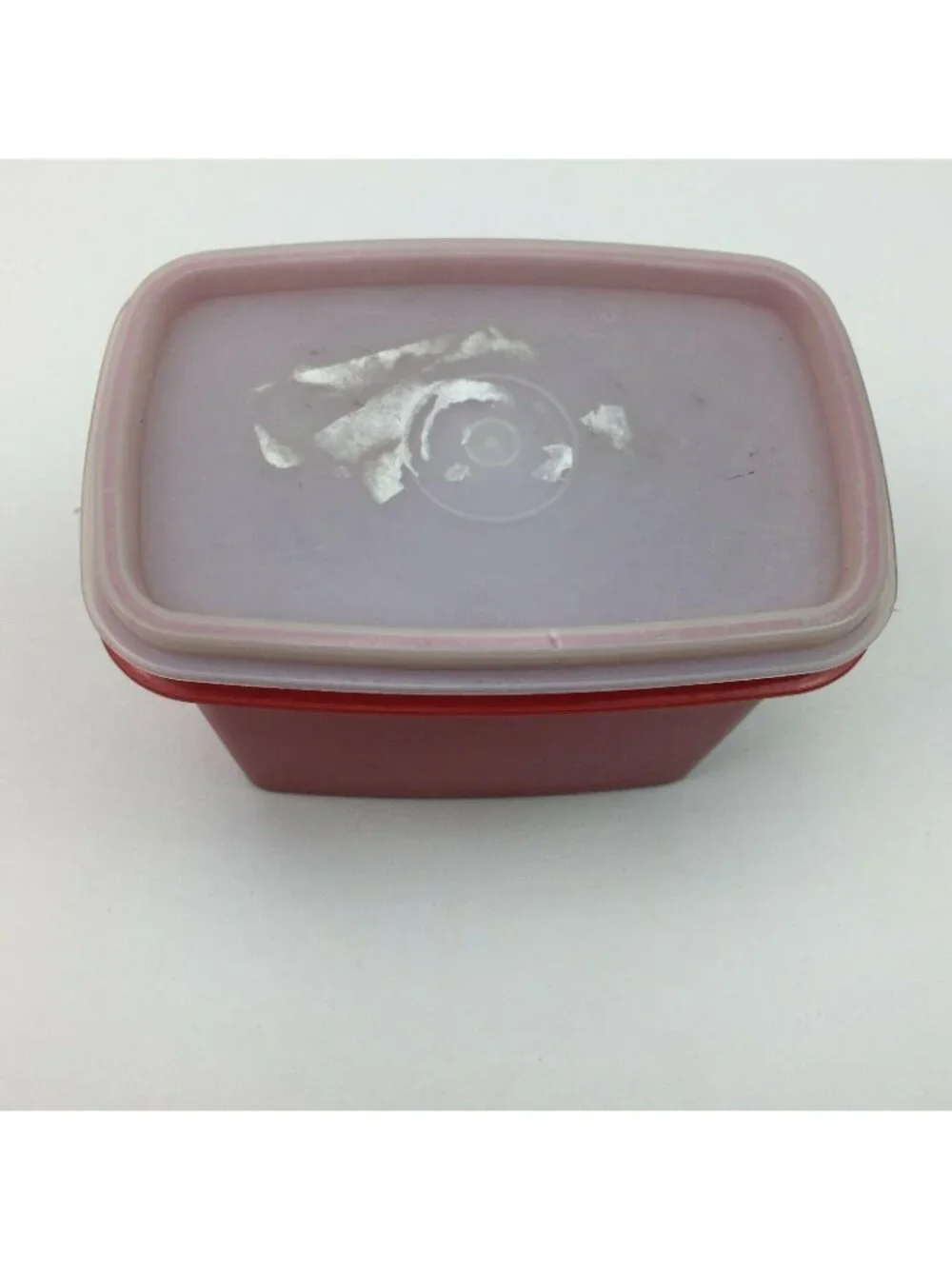 Vintage Tupperware Shelf Saver Red Container Sheer Clear Lid 1243-2 Modular